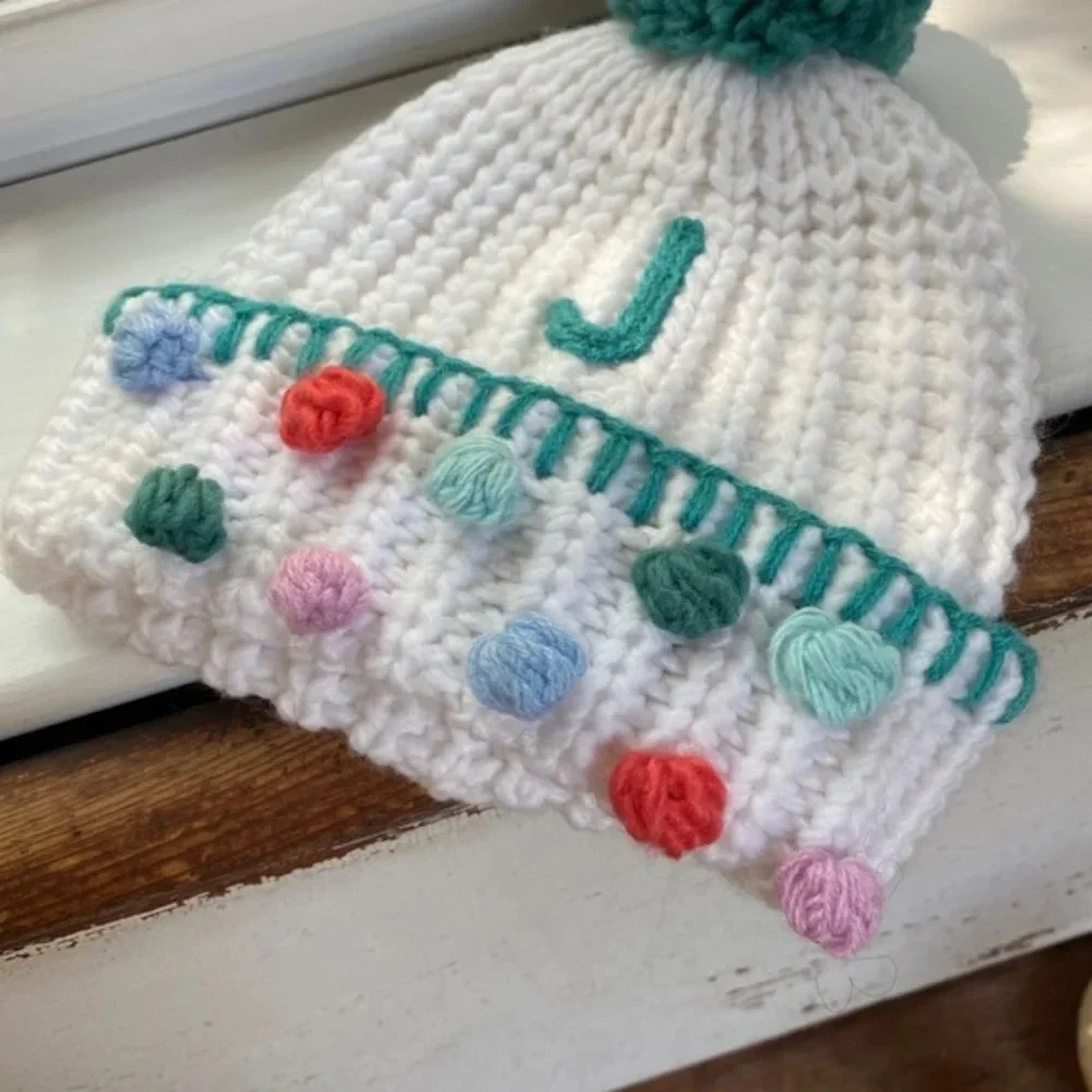 Anthropologie Monogram Pom Toddler Beanie
